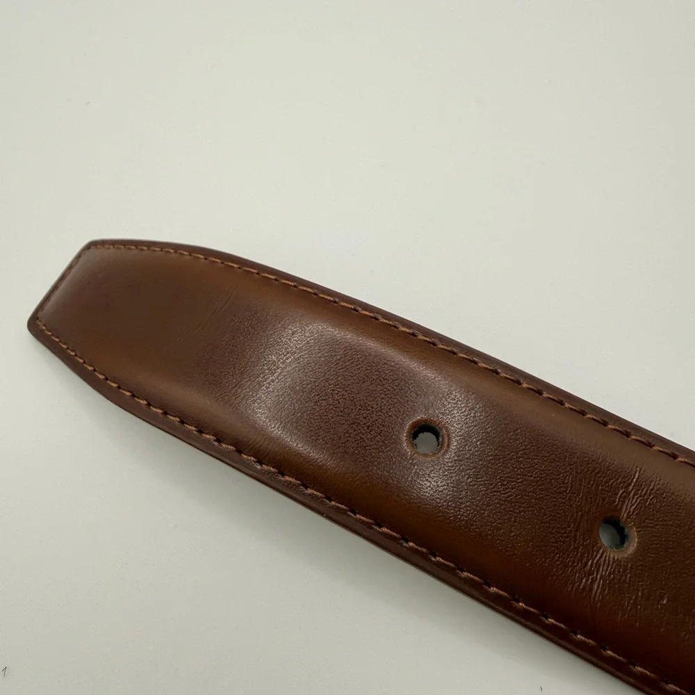 Mio Marino Belt Mens 56 Brown Genuine Leather Dress Buckle Formal Classic Dressy